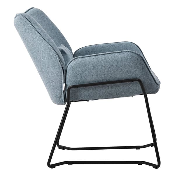 Vardagsrumsfåtölj Loungefåtölj blå med ryggdyna upp till 120 kg Polyesteröverdrag i linneutseende ML-design