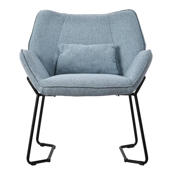 Vardagsrumsfåtölj Loungefåtölj blå med ryggdyna upp till 120 kg Polyesteröverdrag i linneutseende ML-design