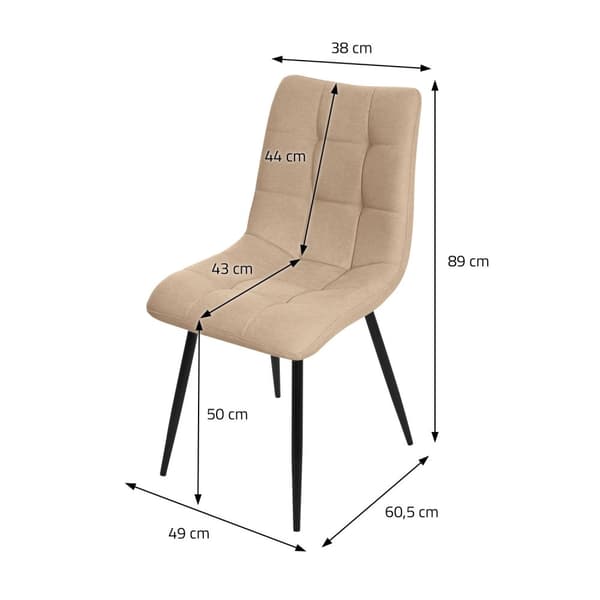 Matstolar set om 2 ljusbruna Köksstol med polyesterklädsel och stålben ML design