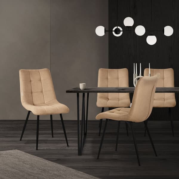 Matstolar set om 2 ljusbruna Köksstol med polyesterklädsel och stålben ML design