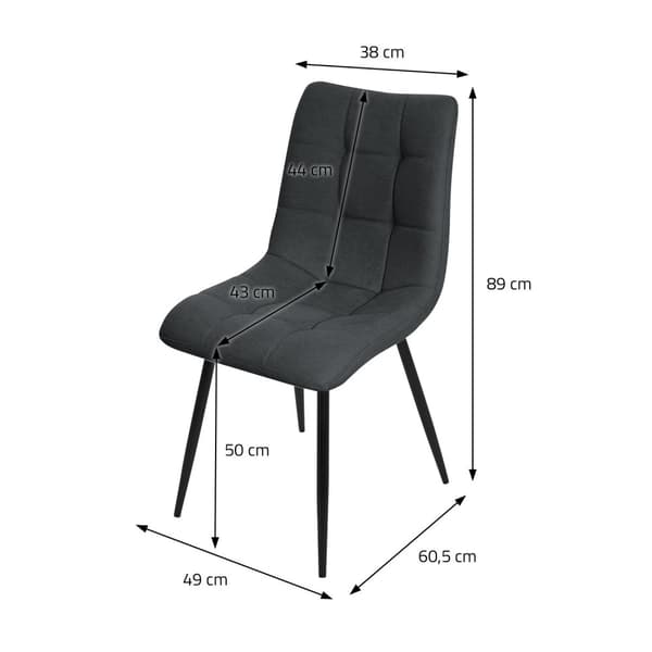 Matstolar set om 4 antracit Köksstol med polyesterklädsel och stålben ML-design