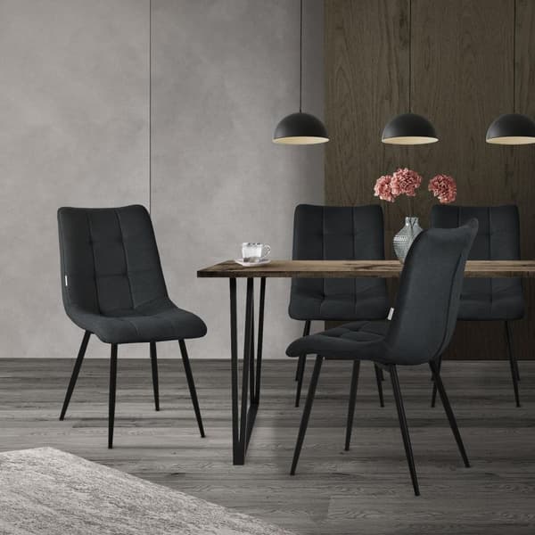 Matstolar set om 4 antracit Köksstol med polyesterklädsel och stålben ML-design