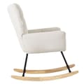 Miniatyrbild 3 av 7: Gungstol med armstöd i frotté beige upp till 120 kg Gungstol i naturträ Relaxstol