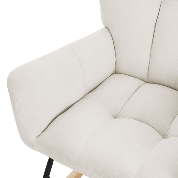 Gungstol med armstöd i frotté beige upp till 120 kg Gungstol i naturträ Relaxstol
