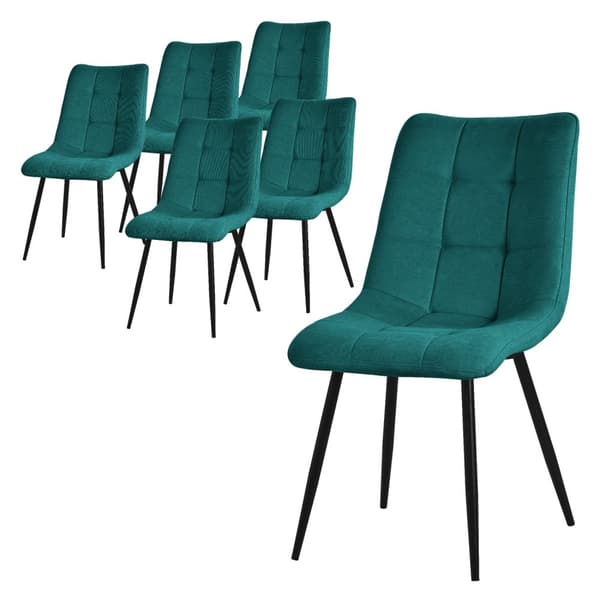 Matstolar set om 6 petrol köksstolar med polyesterklädsel och stålben ML design