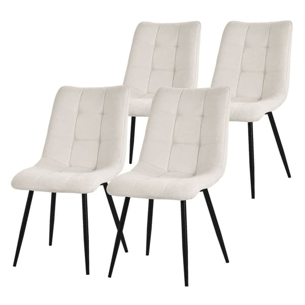 Matstolar set om 4 Beige köksstol med polyesterklädsel och stålben ML-Design