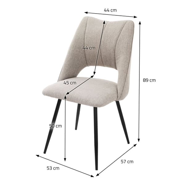 Spisebordsstol sæt af 2 Beige polstret inkl. monteringsmateriale Polstret stol Køkkenstol ML-design