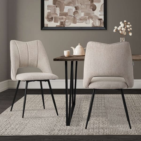 Spisebordsstol sæt af 2 Beige polstret inkl. monteringsmateriale Polstret stol Køkkenstol ML-design
