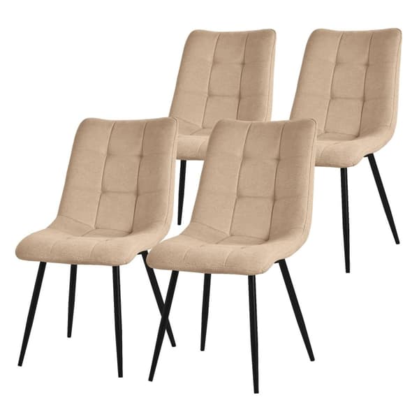 Matstolar set om 4 ljusbruna Köksstol med polyesterklädsel och stålben ML design