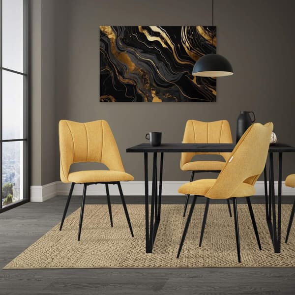 Matstol set om 4 senapsgul stoppad inkl. monteringsmaterial Stoppad stol Köksstol ML design