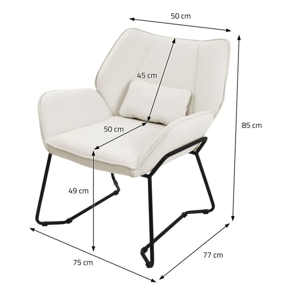 Vardagsrumsfåtölj Loungefåtölj Beige med ryggdyna upp till 120 kg Polyesteröverdrag i linneutseende ML design