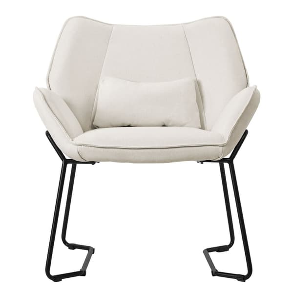 Vardagsrumsfåtölj Loungefåtölj Beige med ryggdyna upp till 120 kg Polyesteröverdrag i linneutseende ML design