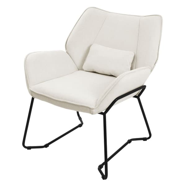 Vardagsrumsfåtölj Loungefåtölj Beige med ryggdyna upp till 120 kg Polyesteröverdrag i linneutseende ML design