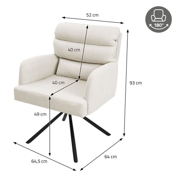 Matstol set om 2 beige snurrbar med avtagbar ryggdyna stoppad upp till 120 kg