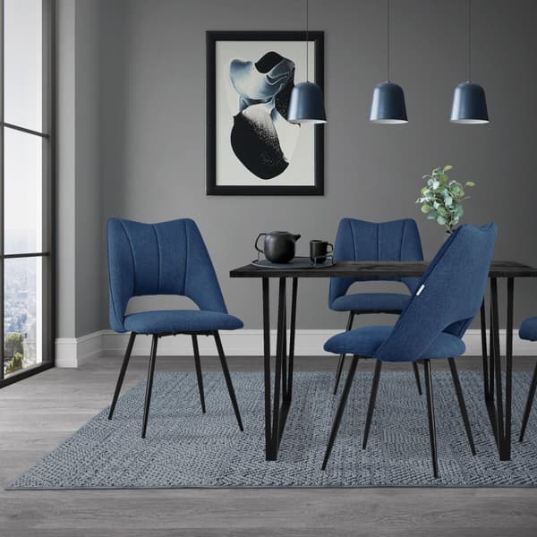 Matstol set om 6 blå stoppad inkl. monteringsmaterial Stoppad stol Köksstol ML design
