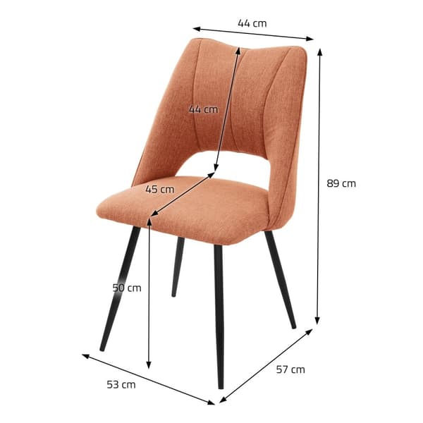 Spisebordsstol sæt med 6 orange polstrede inkl. monteringsmateriale Polstret stol Køkkenstol ML design