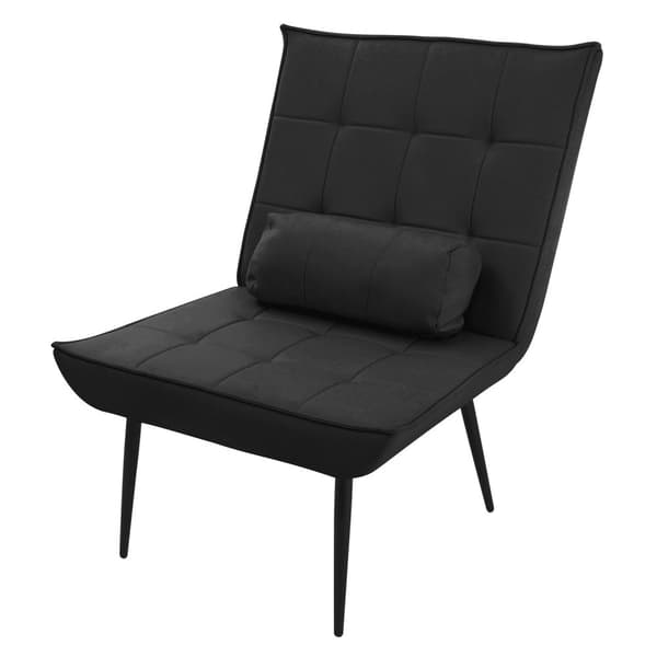 Relaxfåtölj svart med bolster PU-läderöverdrag med metallben ML-design