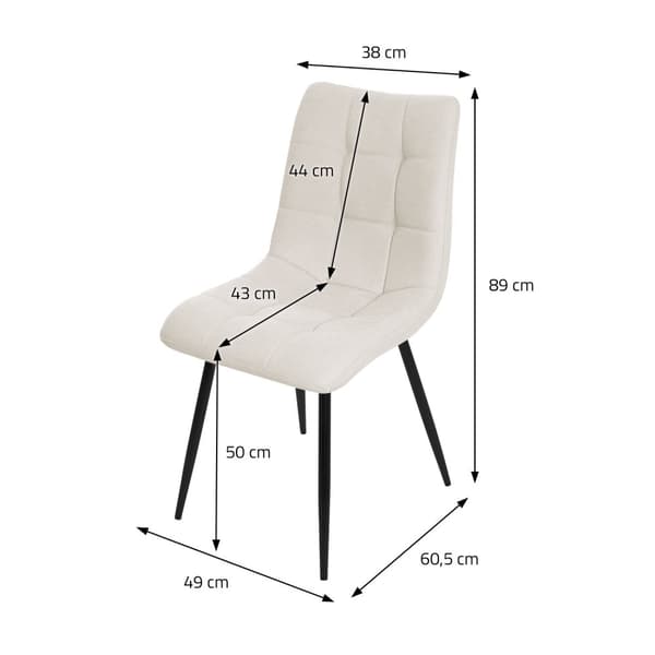 Matstolar set om 2 beige köksstolar med polyesterklädsel och stålben ML design