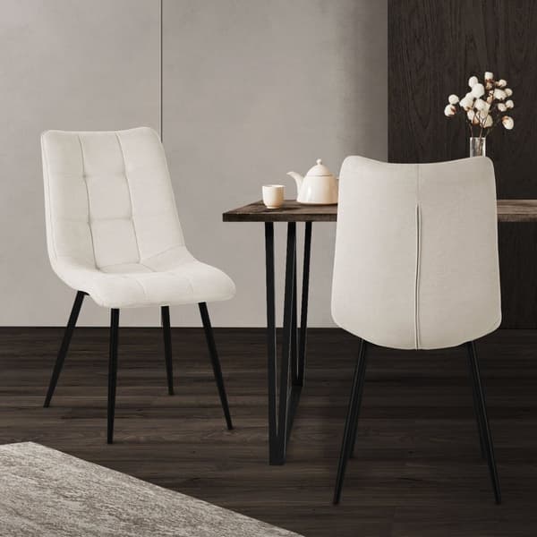 Matstolar set om 2 beige köksstolar med polyesterklädsel och stålben ML design