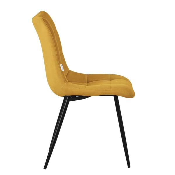 Matstolar set om 6 senapsgula Köksstol med polyesterklädsel och stålben ML design