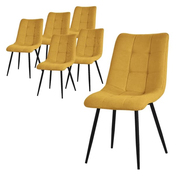 Matstolar set om 6 senapsgula Köksstol med polyesterklädsel och stålben ML design