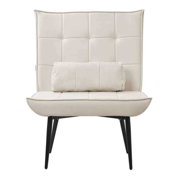 Relax-lænestol creme med bolster PU-læderbetræk med metalben ML-design