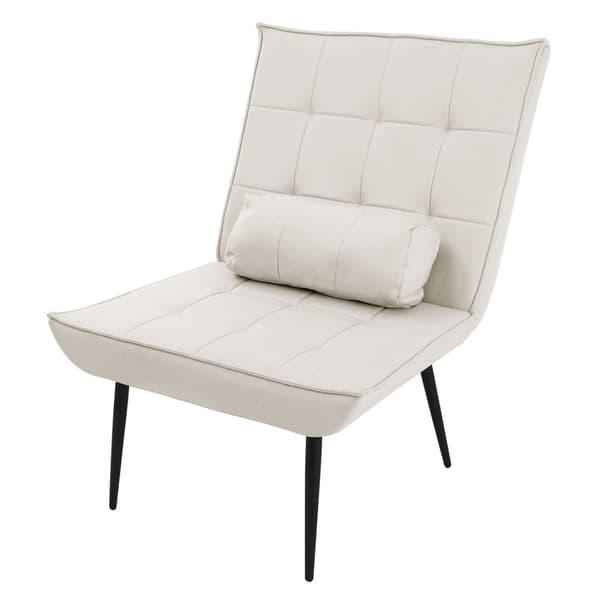 Relaxfåtölj krämfärgad med bolster PU-läderklädsel med metallben ML-design