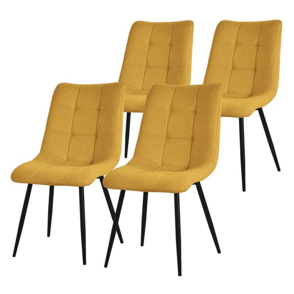 Matstolar set om 4 senapsgula Köksstol med polyesterklädsel och stålben ML design