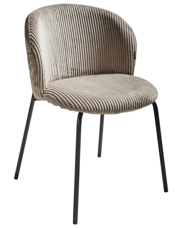 Sett med 2 Spisestoler Beige Kordfløyel Trekk med Avrundet Ryggstøtte Retro