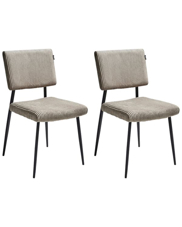 Sett med 2 Spisestuestoler Taupe Corduroy Trekk Retro Design til Stue