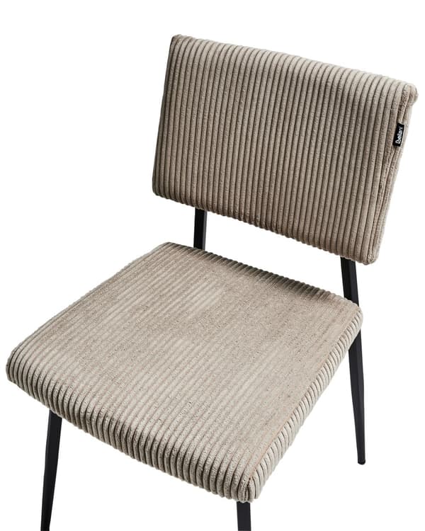 Sæt med 2 spisestole i velour fløjlsbeklædning uden armlæn moderne retrostil køkken spisestue