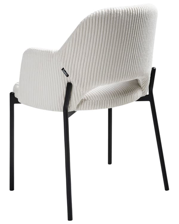 Sett med 2 Spisestoler Off-White Kordfløyel Trekk med Armlener Retro Design