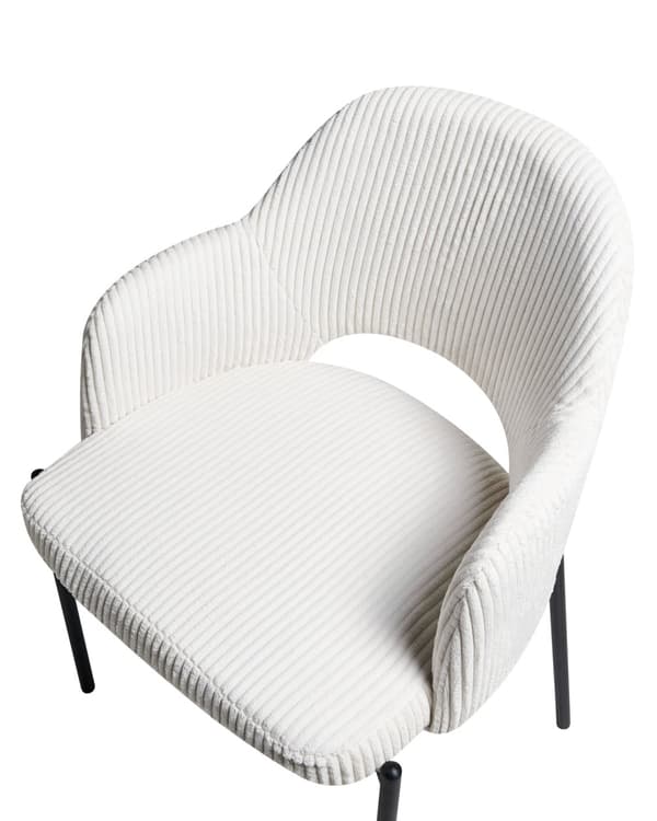 Sett med 2 Spisestoler Off-White Kordfløyel Trekk med Armlener Retro Design