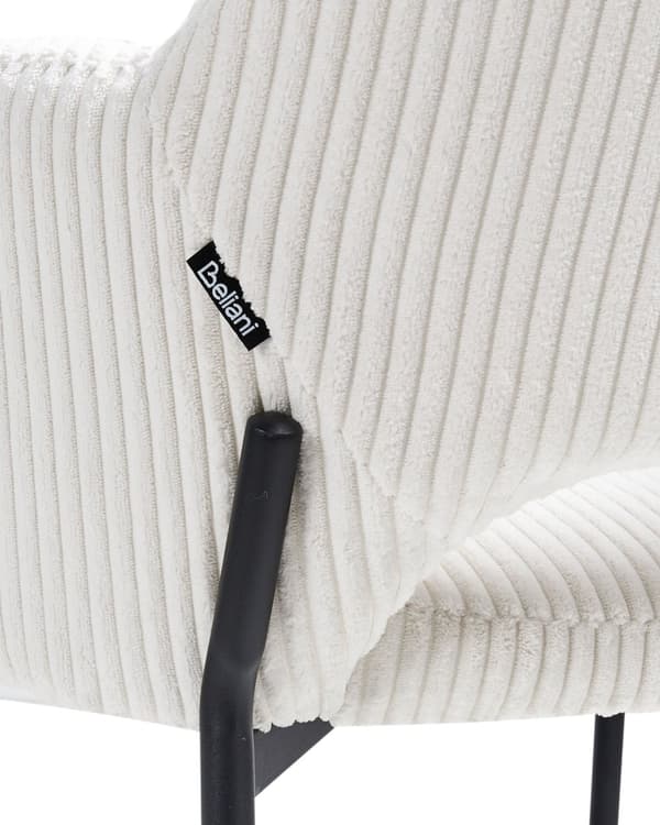 Sett med 2 Spisestoler Off-White Kordfløyel Trekk med Armlener Retro Design