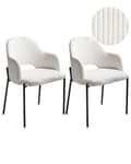 Miniatyrbilde 1 av 11: Sett med 2 Spisestoler Off-White Kordfløyel Trekk med Armlener Retro Design