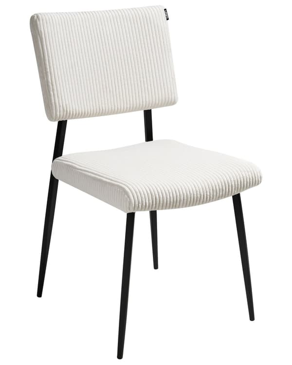 Sett med 2 Spisestuestoler Off-White Kordfløyel Trekk Retro Design