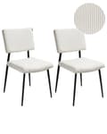 Miniatyrbilde 1 av 11: Sett med 2 Spisestuestoler Off-White Kordfløyel Trekk Retro Design