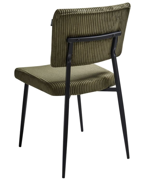 Sett med 2 Spisestuestoler Olivengrønn Kordfløyel Trekk Retro Design