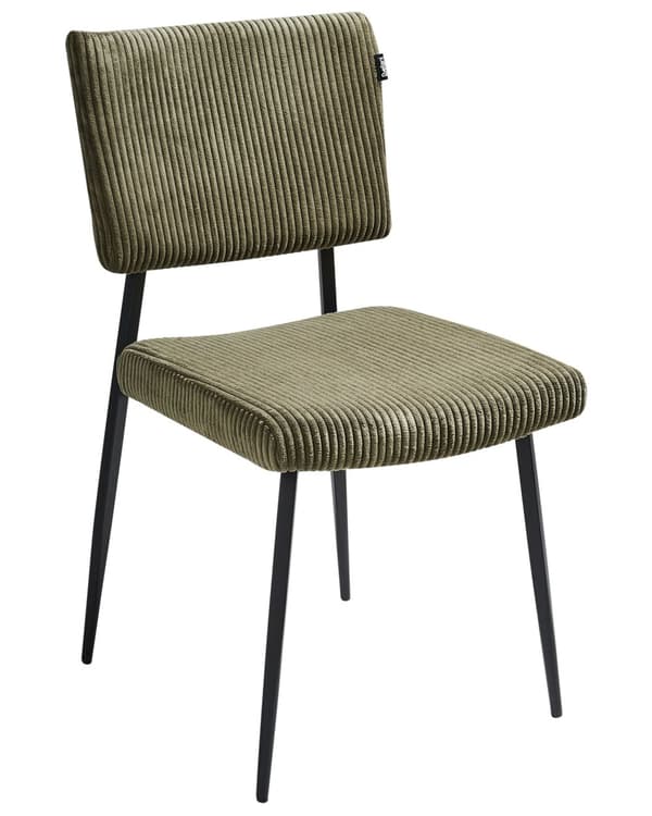 Sett med 2 Spisestuestoler Olivengrønn Kordfløyel Trekk Retro Design