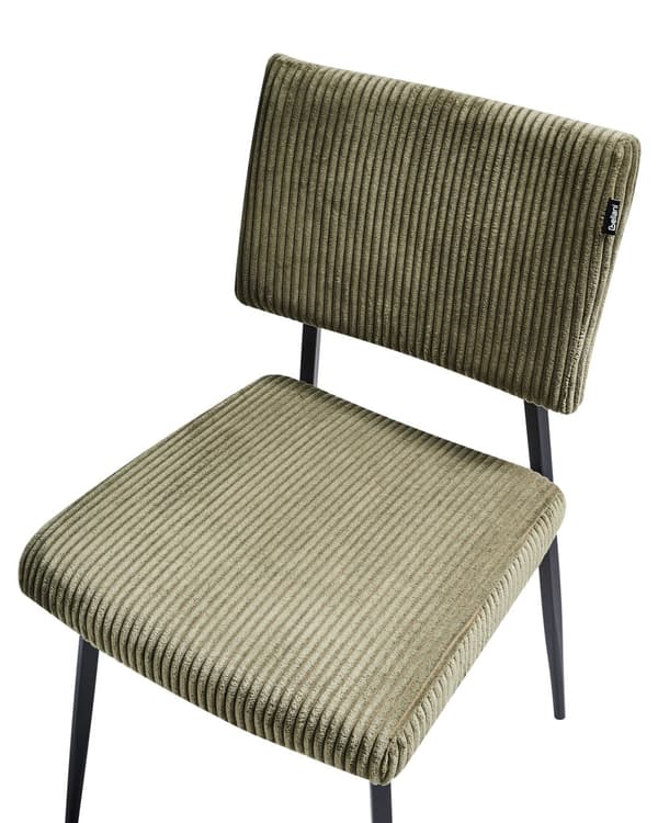 Sett med 2 Spisestuestoler Olivengrønn Kordfløyel Trekk Retro Design