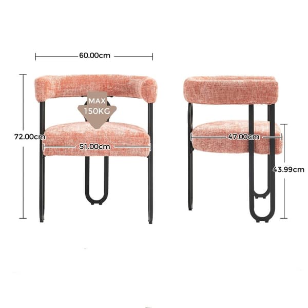Rootz 2 bit set chenille matstolar - matsalstolar - kontorsstolar - vadderad komfort - 60 cm x 47 cm x 72 cm