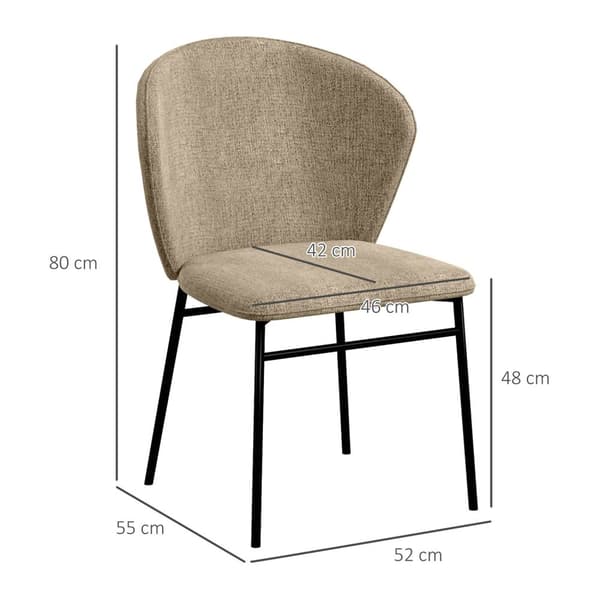 Rootz 2 -pakkaus ruokasalituoleja - verhoiltuja istuimia - moderni ruokasalin tuolit - mukavat istuimet - 52 x 55 x 80 cm - ruskea