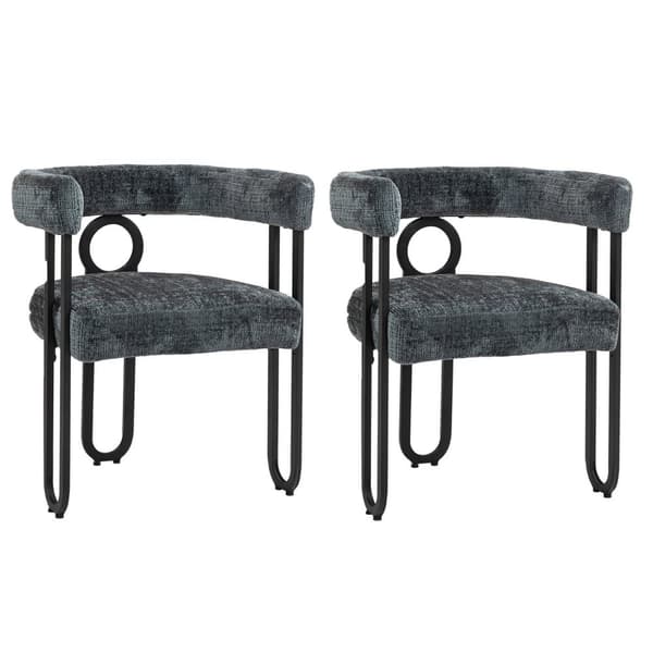 Rootz 2 -stykke sæt Chenille spisestole - køkkenstole - spisestue siddepladser - maksimal komfort - 60L x 47W x 72H cm