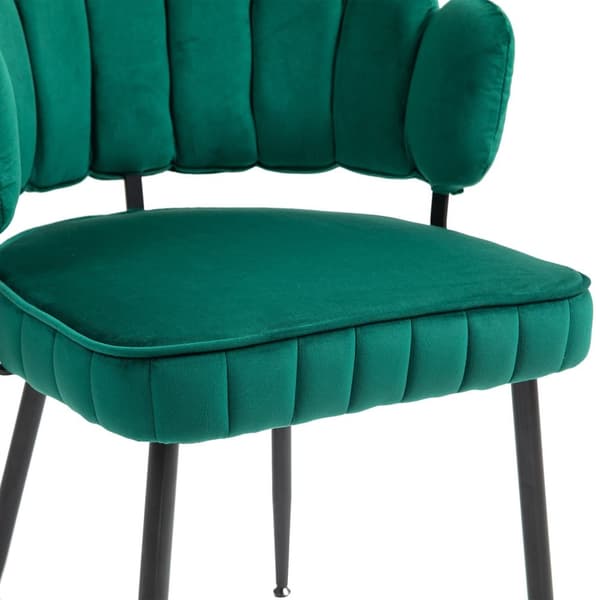 Rootz 2 -osainen asetettu samettiruokatuolit - pyöreä selkänoja - verhoiltu tuolit - smaragdi - 58L x 56W x 78H cm - kestävät metallijalat