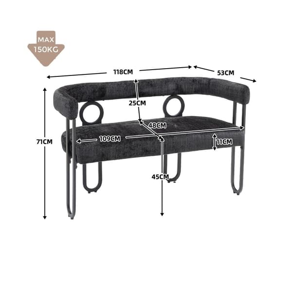 Rootz Double Soffa - Chenille Sofa Bed - Modern Couch - Comfort & Style - 118L X 53W X 71H CM