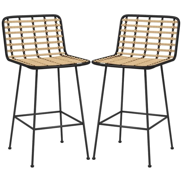 Rootz Lot De 2 Tabourets - Baarituolit - Bohemian Design - Comfort Weating - 43W X 51D X 88H CM - PE Rattan & Steel