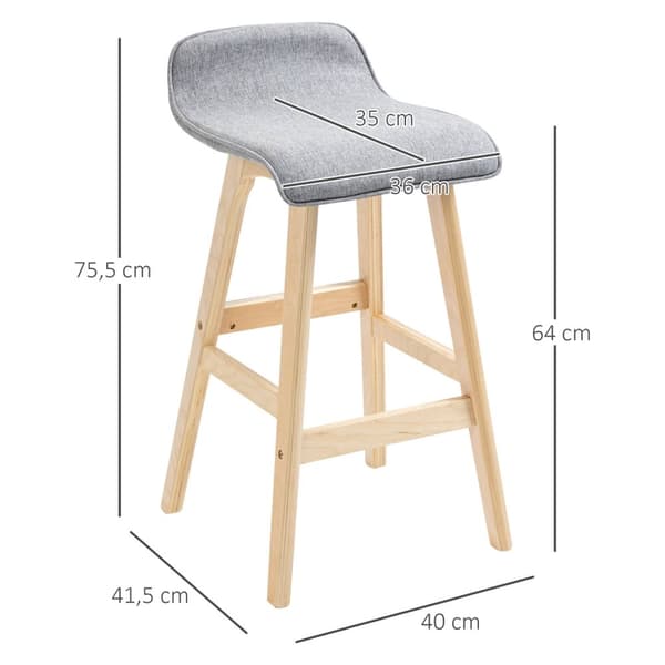 Rootz Skandinavian baarijakkarat - korkeat tuolit - tyylikkäät keittiön istuimet - mukavuusjalat - 40 cm x 41,5 cm x 75,5 cm