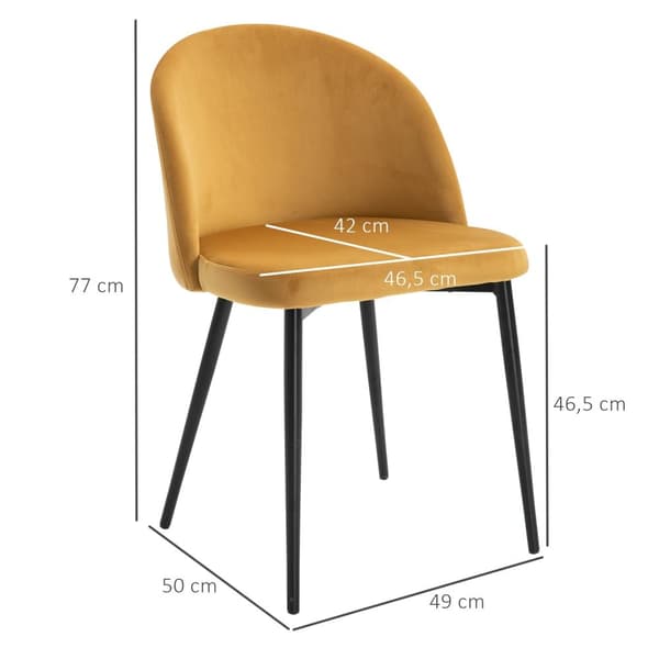 Rootz uppsättning av 2 matstolar - klädda velor - Skandinaviska kökstolar - Optimal komfort - 49 cm x 50 cm x 77 cm