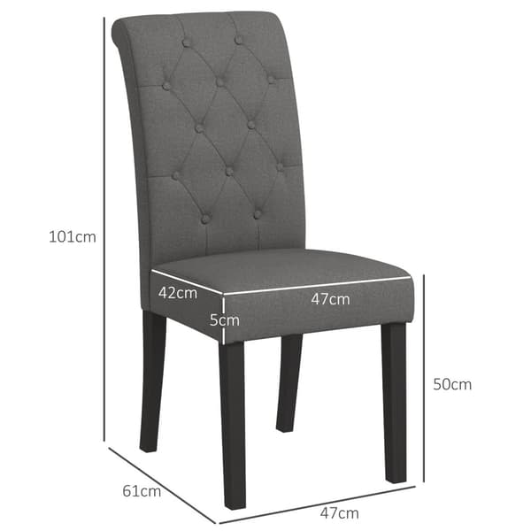 Rootz uppsättning av 2 matsalstolar - Kökstolar - Klädda stolar - Komfort och stil - 47 cm x 61 cm x 101 cm - Dark Grey