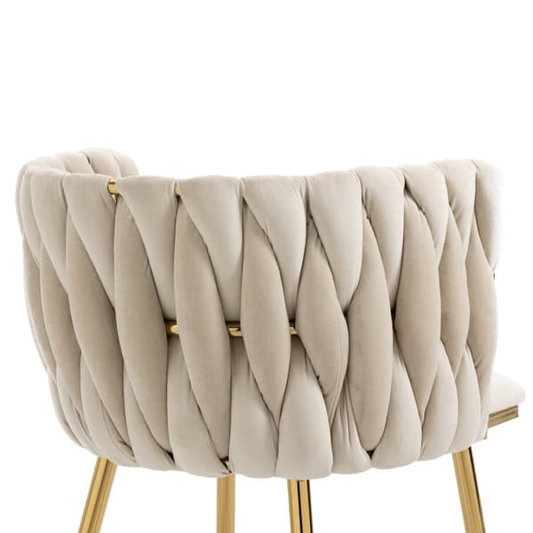 Rootz -sæt med 2 fløjls spisestole - polstrede siddepladser - Elfenbenhvide stole - komfort tyk polstring - 54 cm x 52 cm x 72 cm